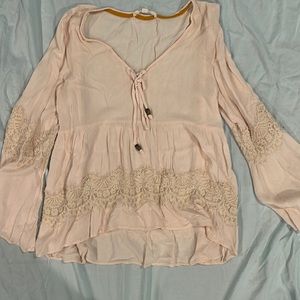 Cream/peach colored blouse boho type style